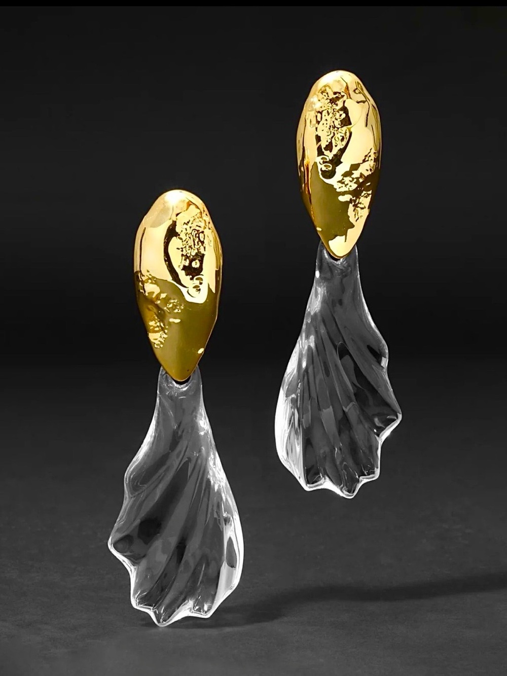 Alexis Bittar Lucite Brutalist Ripple Clip Earrings